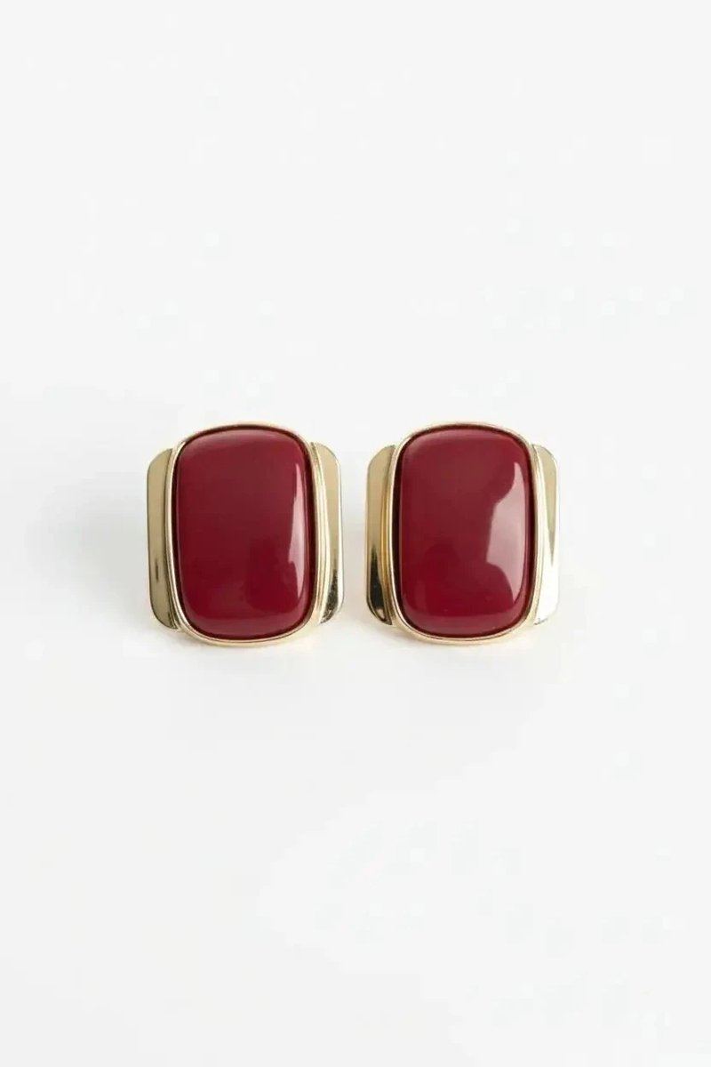 Dorvina Messing Goudkleurig Bordeaux Plaka Vintage Dames Oorbellen Verkleurt Niet | Stijlvol en Duurzaam Sieraad