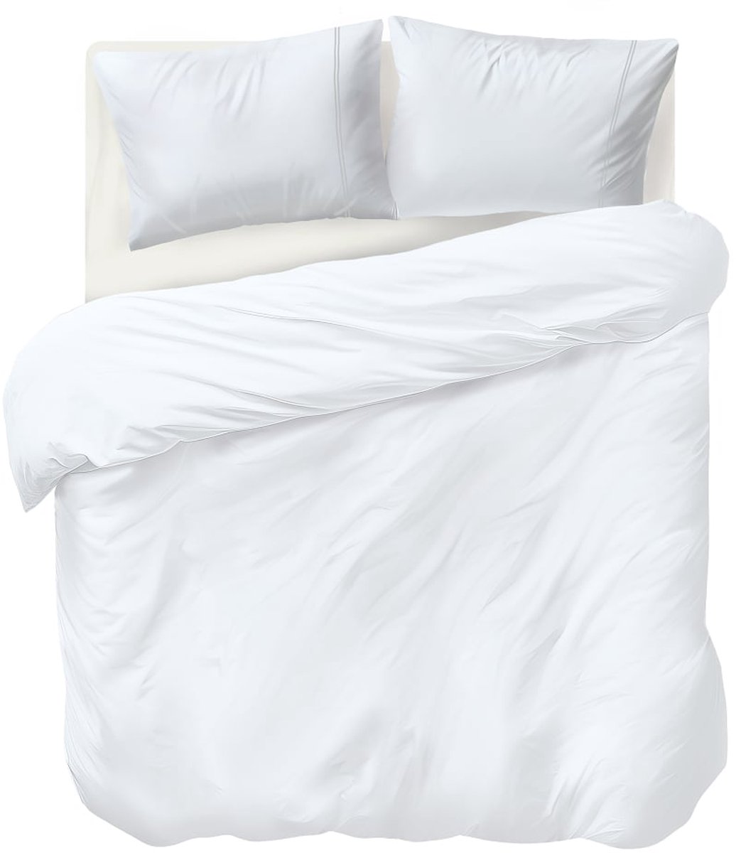Auping Grey lines satin Dekbedovertrek - Tweepersoons 240 x 220 cm - Katoensatijn - Wit