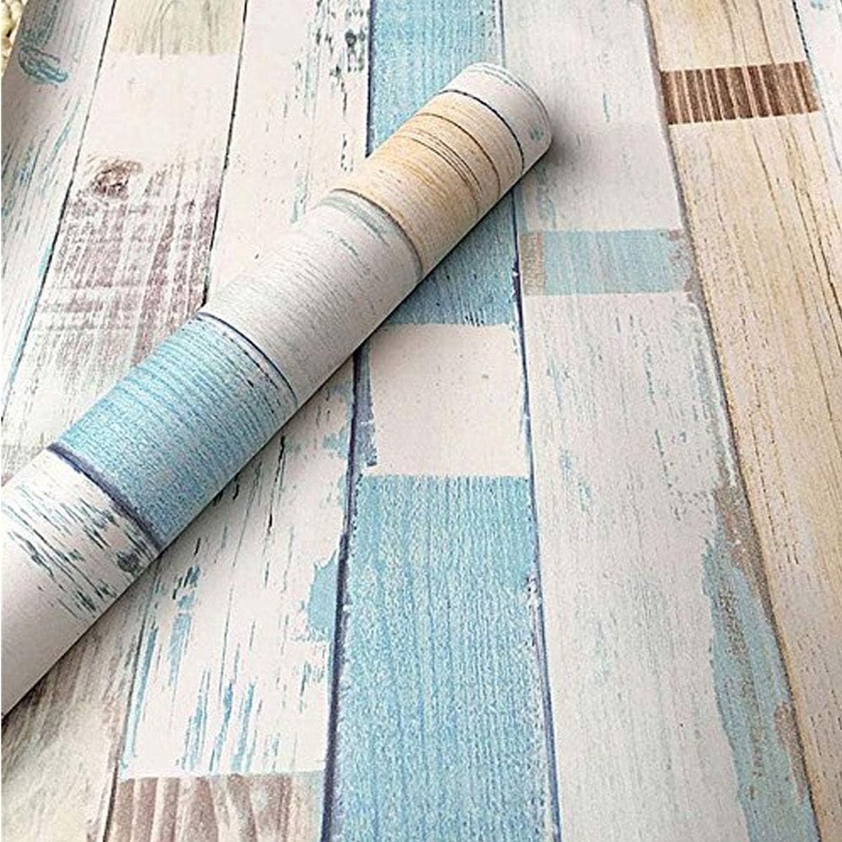 Houten Contactpapier voor Muren en Meubels - Eenvoudig Verwijderbaar, Zelfklevend Decoratief Behang - 0.45 x 10m, Meer Groen