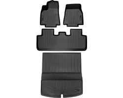 Smartliner 3D Automatten Set Voor, Achter en Laadruimte Tesla Model Y 2021-2025 Zwart - Precisie Pasvorm - All-Weather Bescherming - 7-Delig Vloermat Pakket
