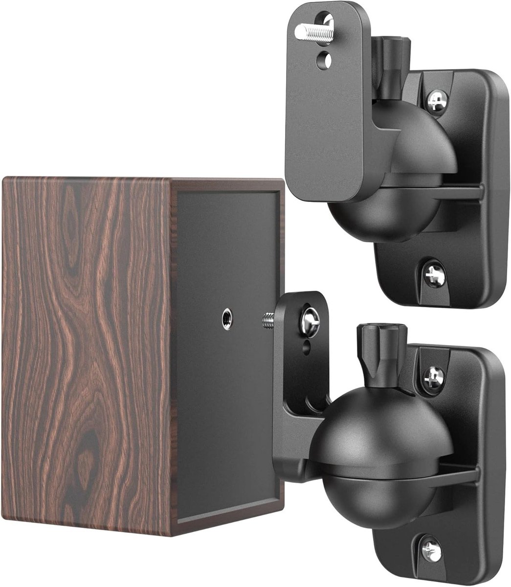 Pack van 2 Wandbeugels voor Speakers met Bevestigingsmateriaal, Verstelbaar voor Surround Sound, Maximaal 3.5 kg, Zwart | Draaibaar | Kantelbaar