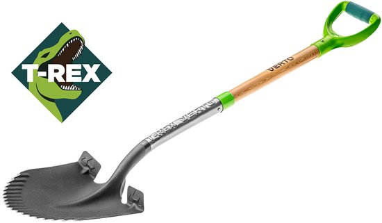 Schep / Spade T-REX verharde kartel. Houten steel. Rond blad. van Merkloos	 — afbeelding 3