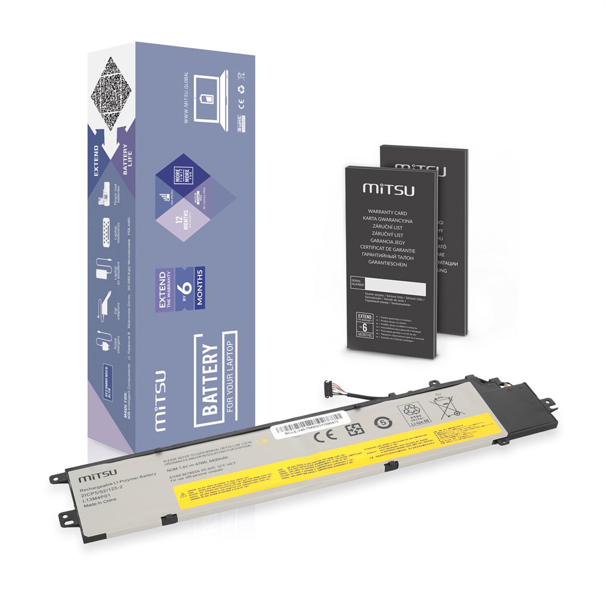 Mitsu - Bateria - Lenovo Y40-70 Y40-80 - Hoge Kwaliteit - Veiligheid - Milieuvriendelijk