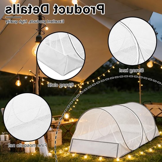 Pop-up Muggennet voor Bed 200 x 100 x 73 cm, Vouwbare Tent voor Kinderen en Kamperen, Lichtgewicht en Draagbaar met Rits van POP — afbeelding 2