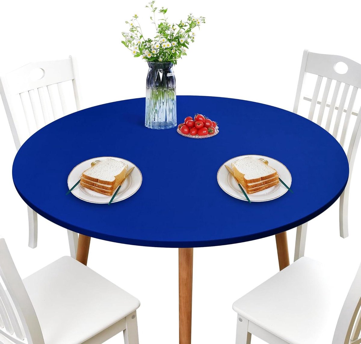 Ronde Tafelhoes - Tafelkleed Spandex - Tafel Beschermen - Elastische Rand - 48 Inch - Blauw