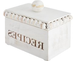Mud Pie 40500002 witte kralen receptdoos, mangohout