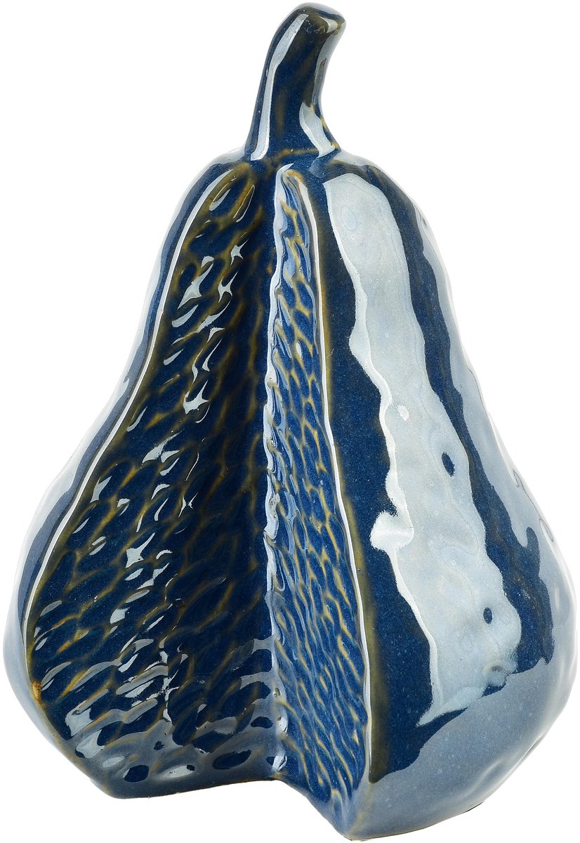 Mondex Saggio Pear - Decoratieve Figuur - Keramiek - Handgemaakt - Blauw en Wit Marmer