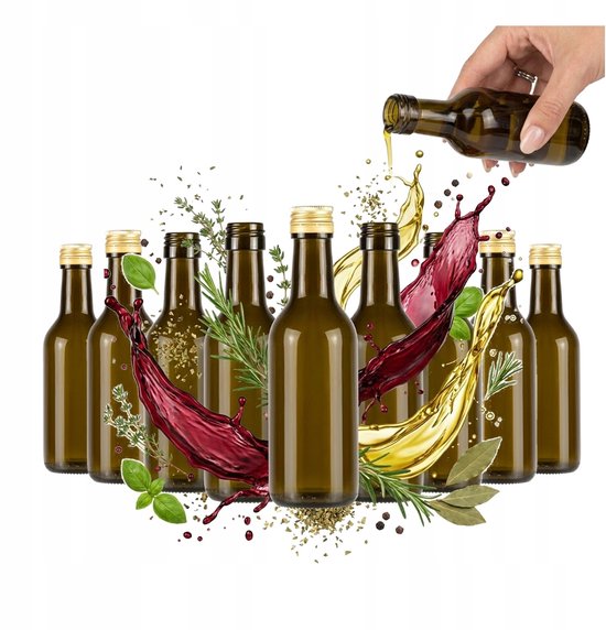 Bimberek - Glazen Fles 200ml - Donker Glas - Set van 10 - Met Gouden Dop van Bimberek — afbeelding 2