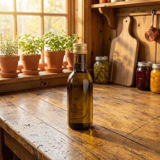 Bimberek - Glazen Fles 200ml - Donker Glas - Set van 10 - Met Gouden Dop van Bimberek — afbeelding 3