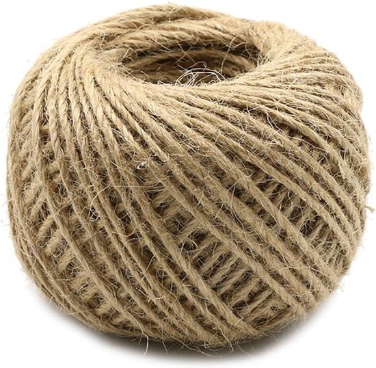 Jute Touw - Katoen Touw - Decoratie Knutselen - Natuurlijke Jute Vezels - 2 mm diameter - Natuurlijk