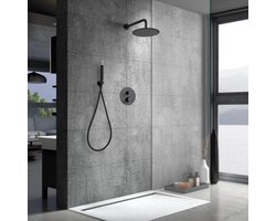 Douchezuil met kraan - Douchesysteem Badkraan - Badkamer Verbouwen - Thermostatische Regendouche - 12 l/min - Matzwart