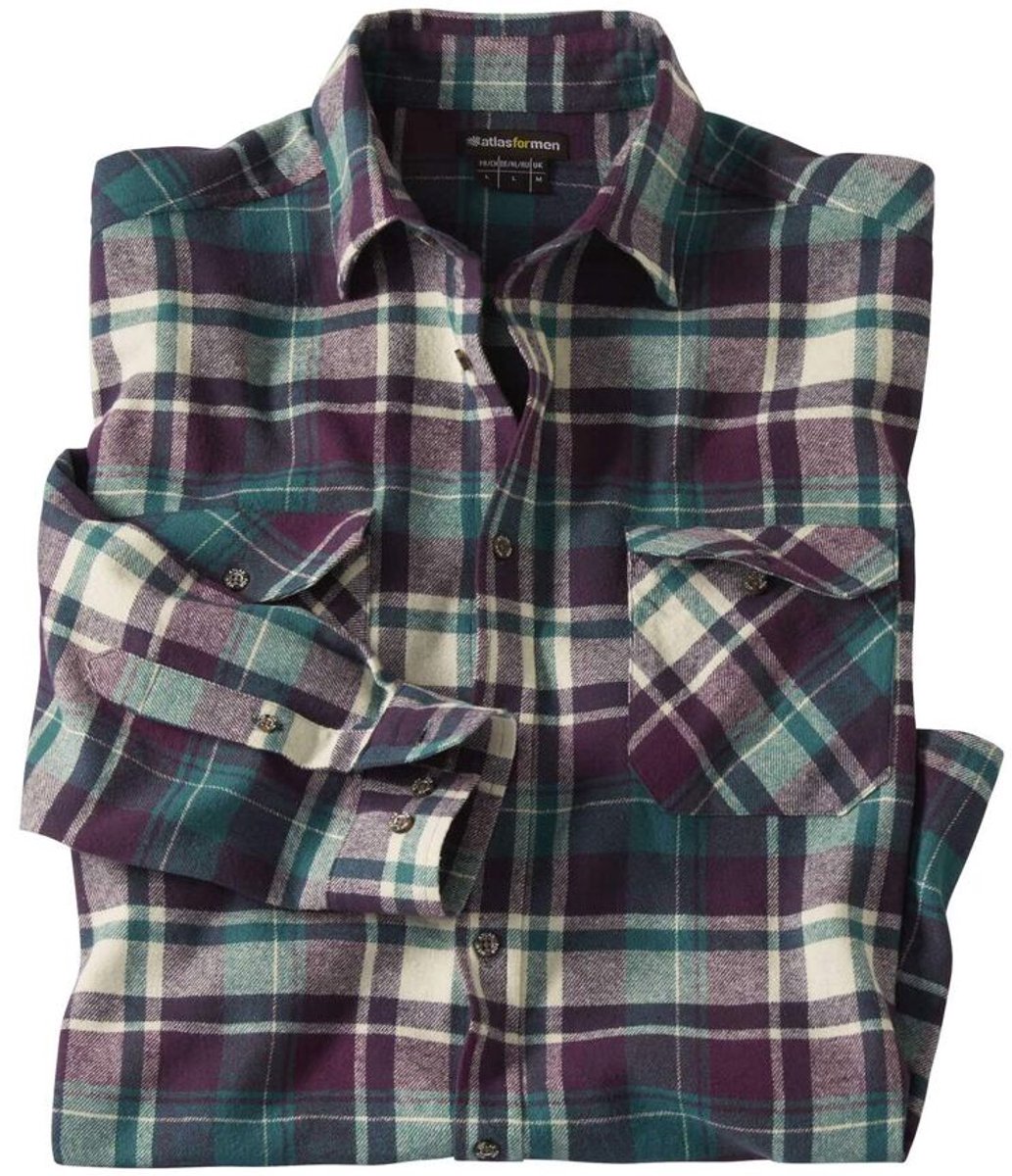 ATLAS FOR MEN - Geruit overhemd van flanel - Heren - Verkrijgbaar in grote maten - 3XL