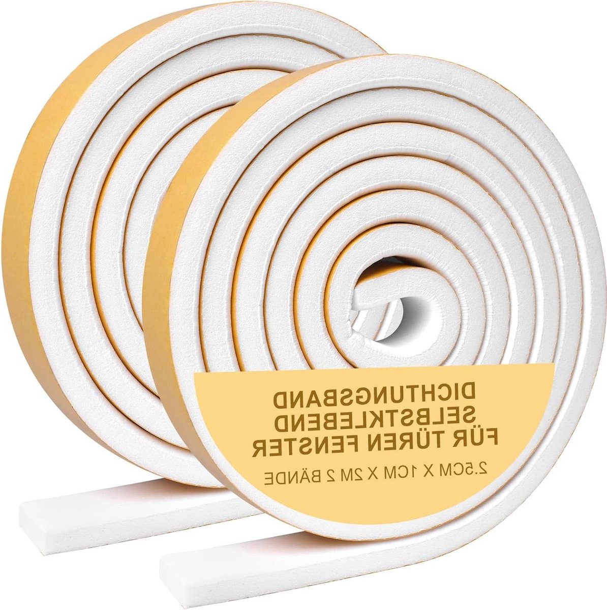 Afdichtingstape - Tochtstrip rubber - Tocht weren - Hoge elasticiteit - 2x 10mm x 2m - Wit