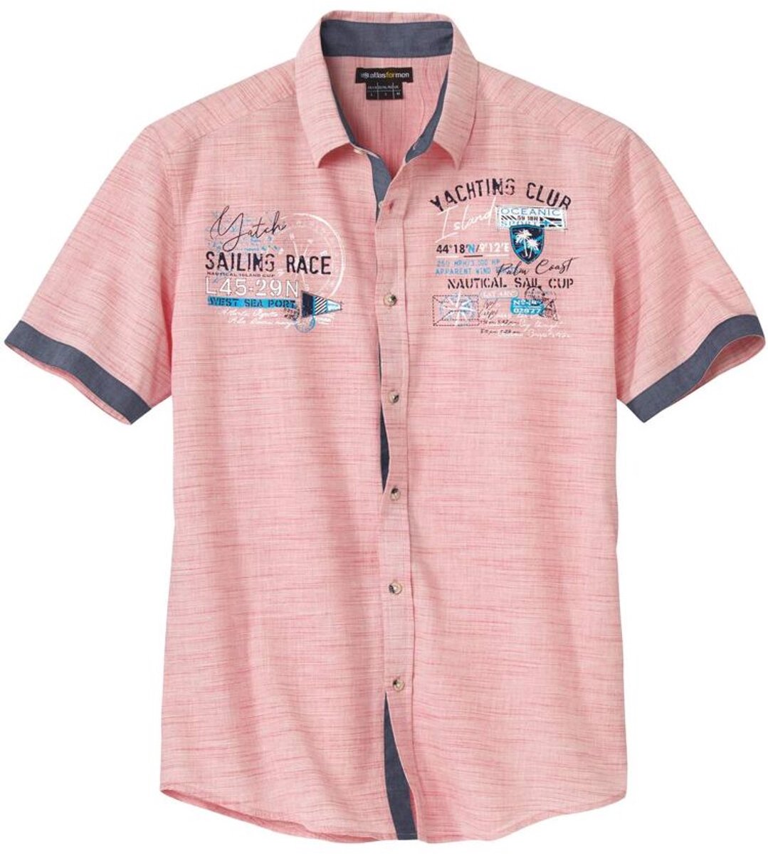 ATLAS FOR MEN - Overhemd van gevlamd Popeline - Heren - Verkrijgbaar in grote maten - 5XL