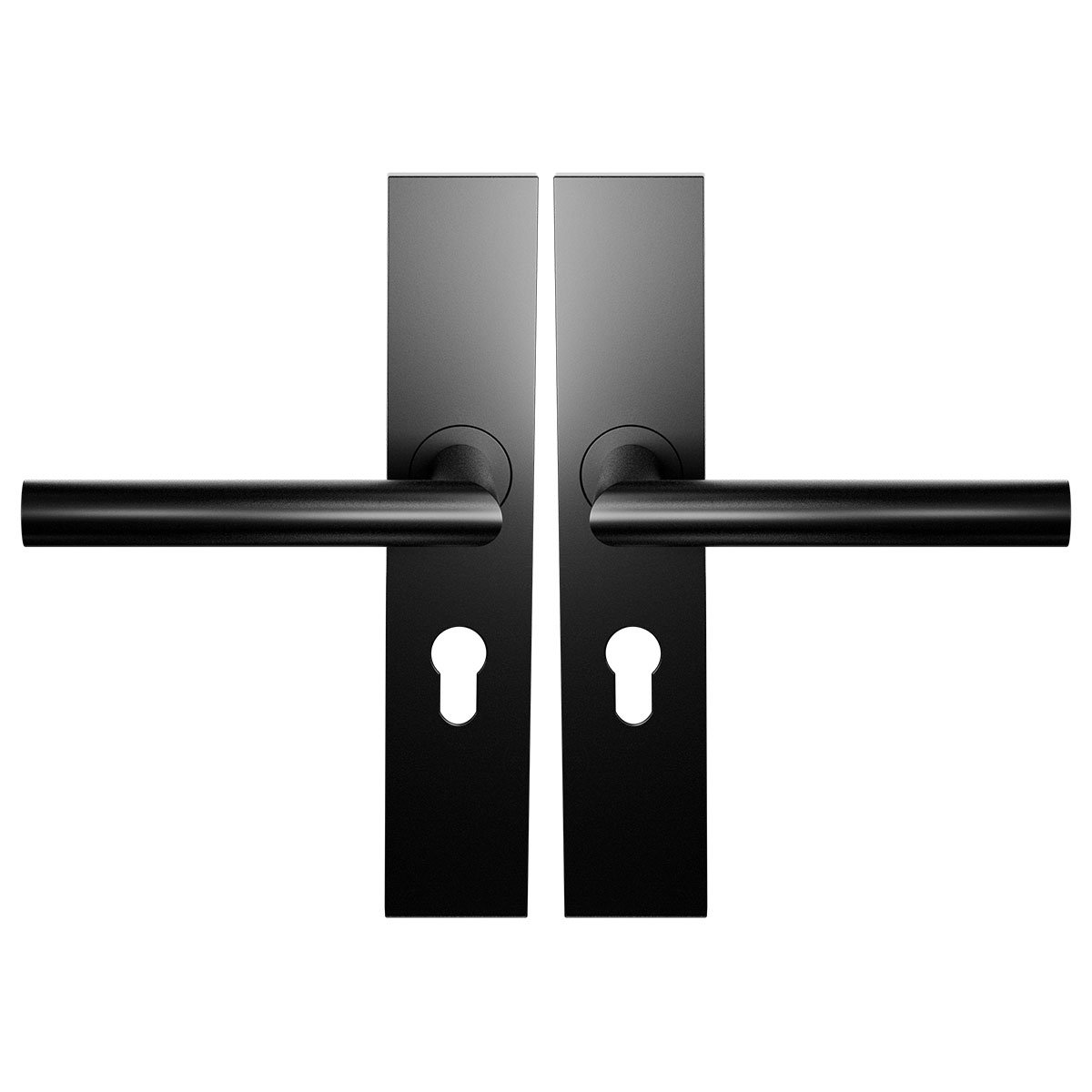 Deurkruk op schild - Zwart egaal - RVS - Cubic Colors - PC55 L-model 19mm Zwart Egaal