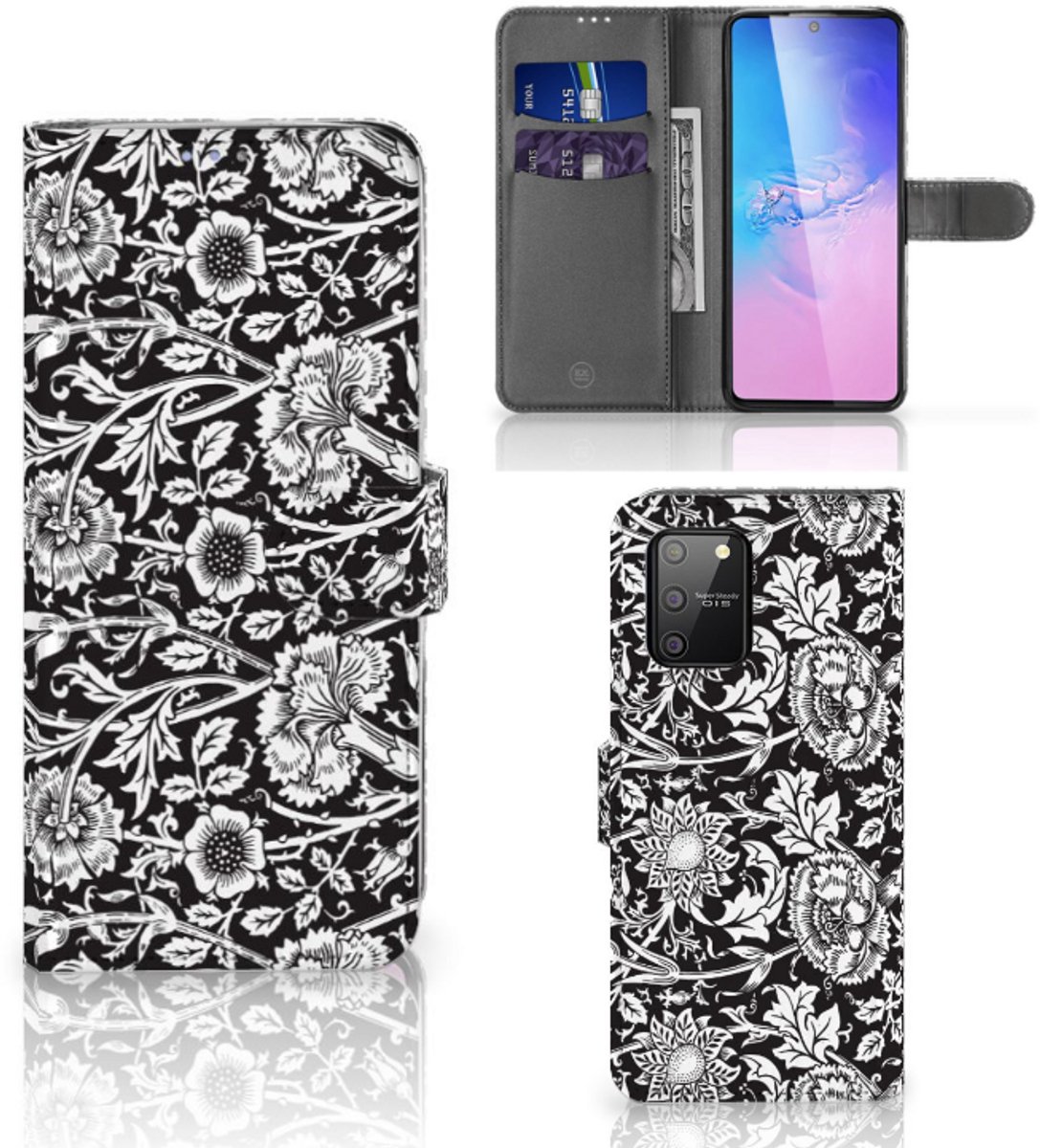 Samsung S10 Lite Hoesje Black Flowers