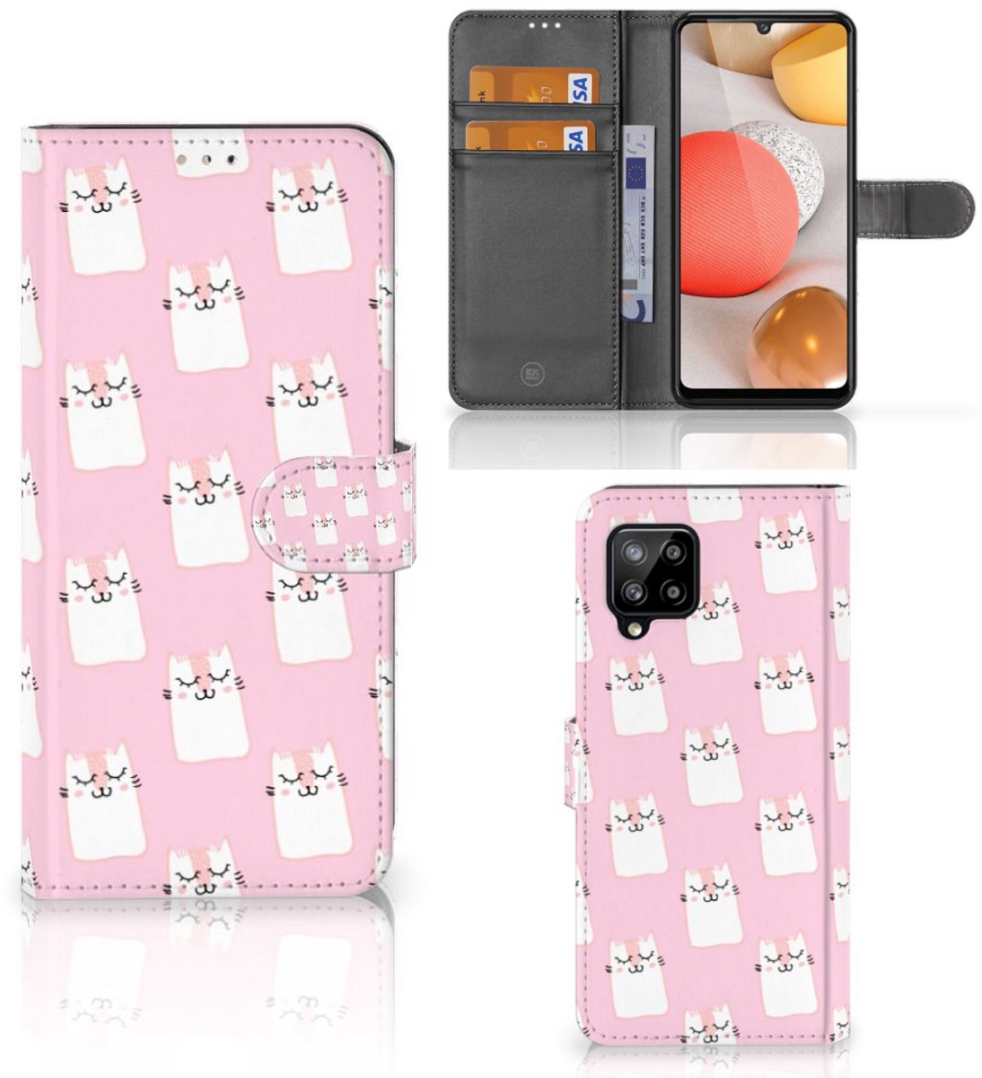 Boekhoesje voor Samsung Galaxy A42 5G Telefoonhoesje met Pasjes Sleeping Cats