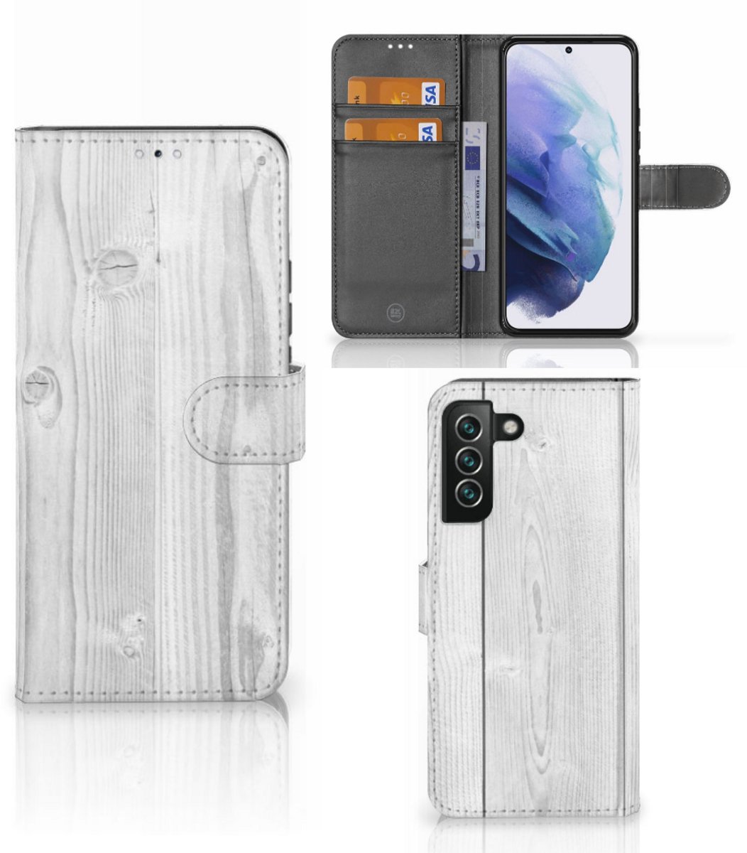 Boekhoesje voor Samsung Galaxy S22 Plus Book Style Case White Wood