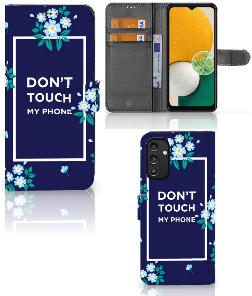 Samsung Galaxy A14 5G Portemonnee Hoesje Flowers Blue DTMP