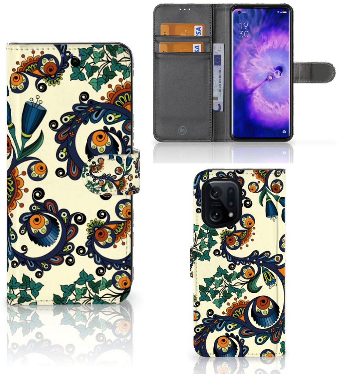 Wallet Case OPPO Find X5 Barok Flower