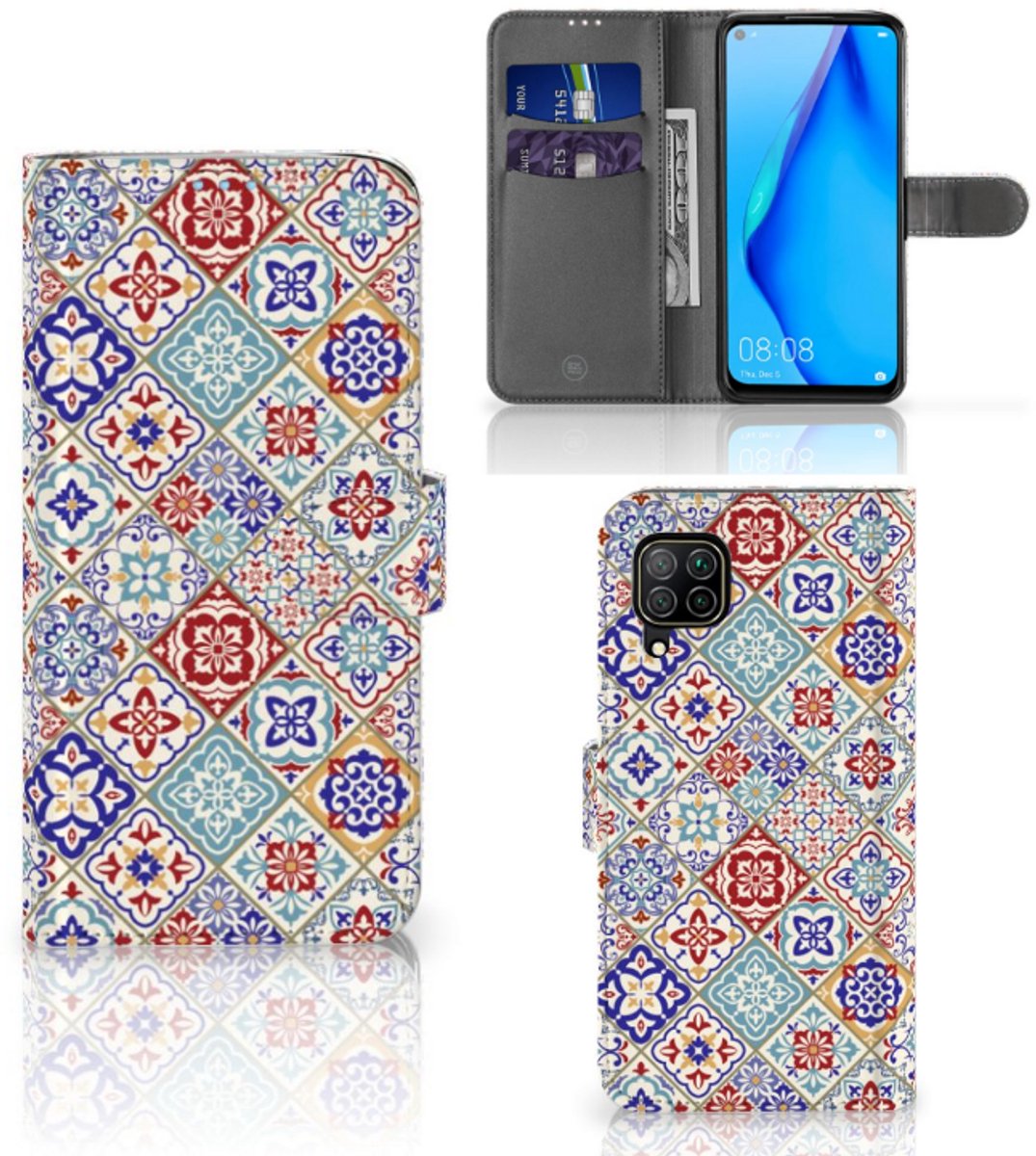 Huawei P40 Lite Bookcase Tiles Color