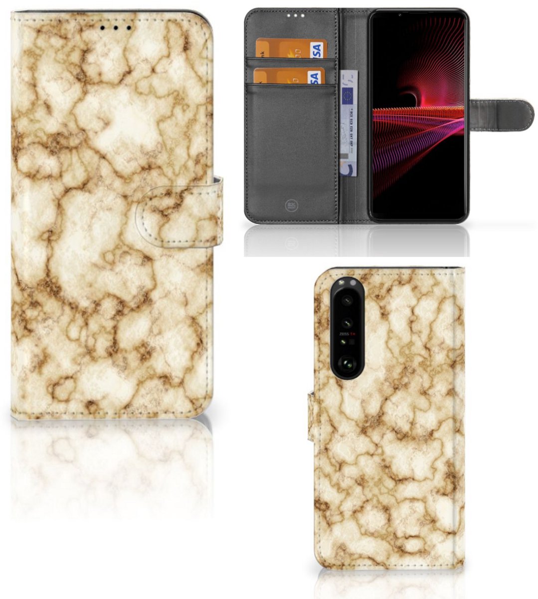 Sony Xperia 1 III Bookcase Marmer Goud
