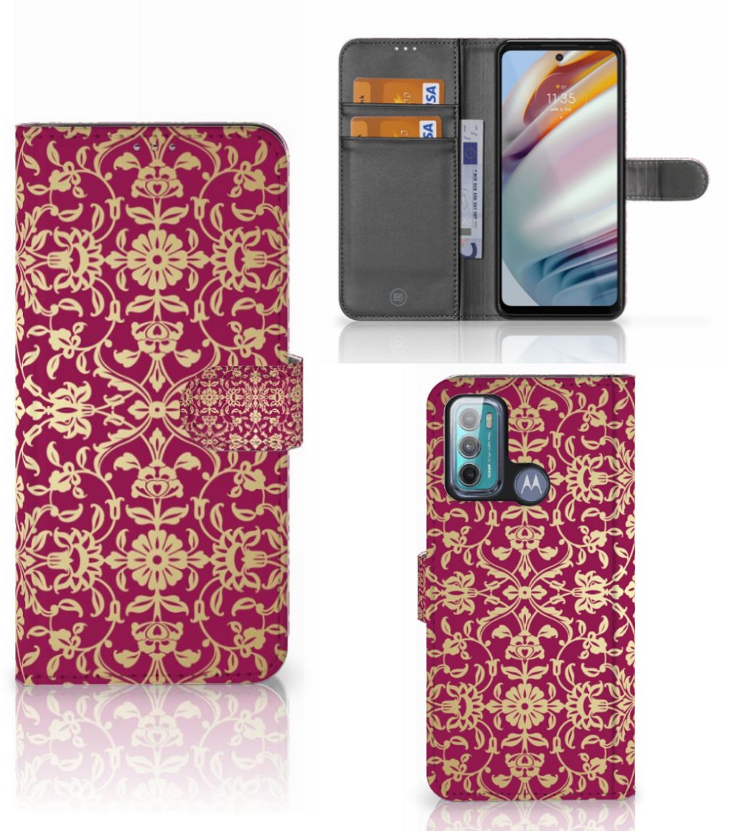 Book Case voor Wallet Case Motorola Moto G60 Barok Pink