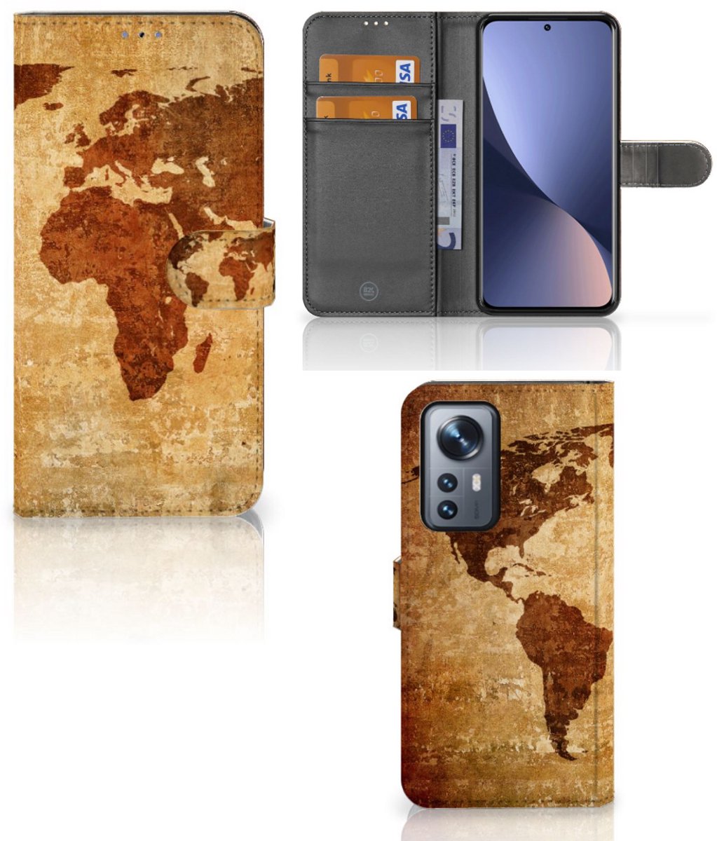 Xiaomi 12 Pro Flip Cover Wereldkaart