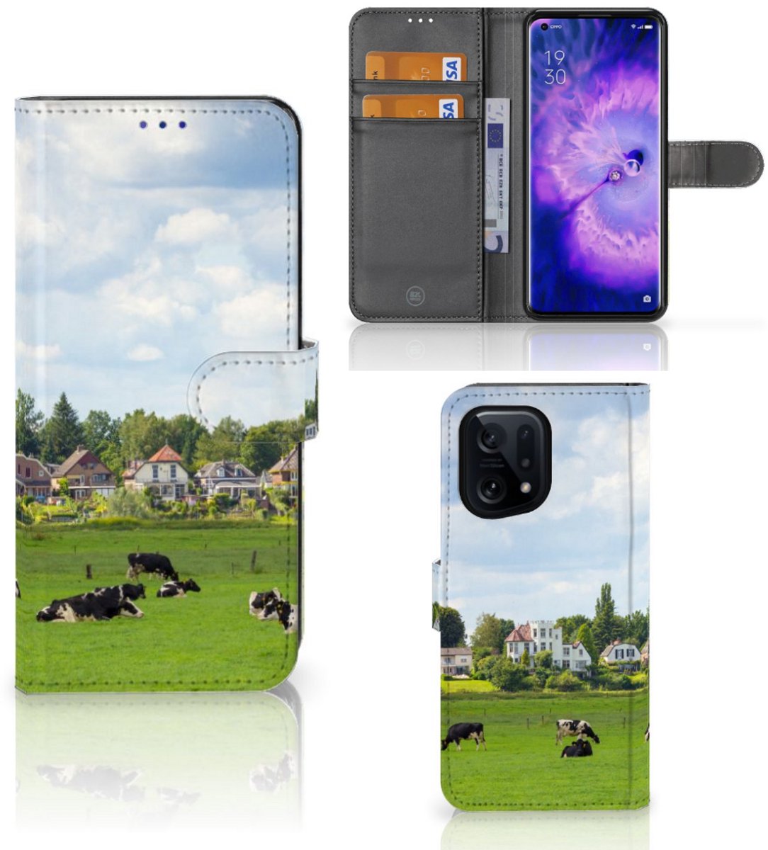 OPPO Find X5 Telefoonhoesje met Pasjes Koeien