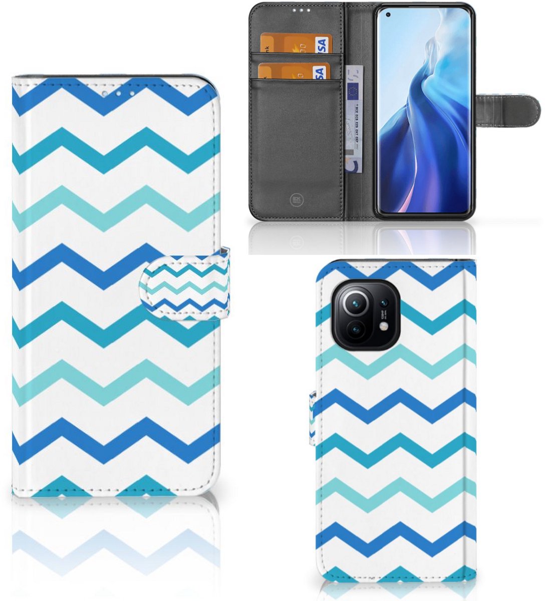 Xiaomi Mi 11 Telefoon Hoesje Zigzag Blauw
