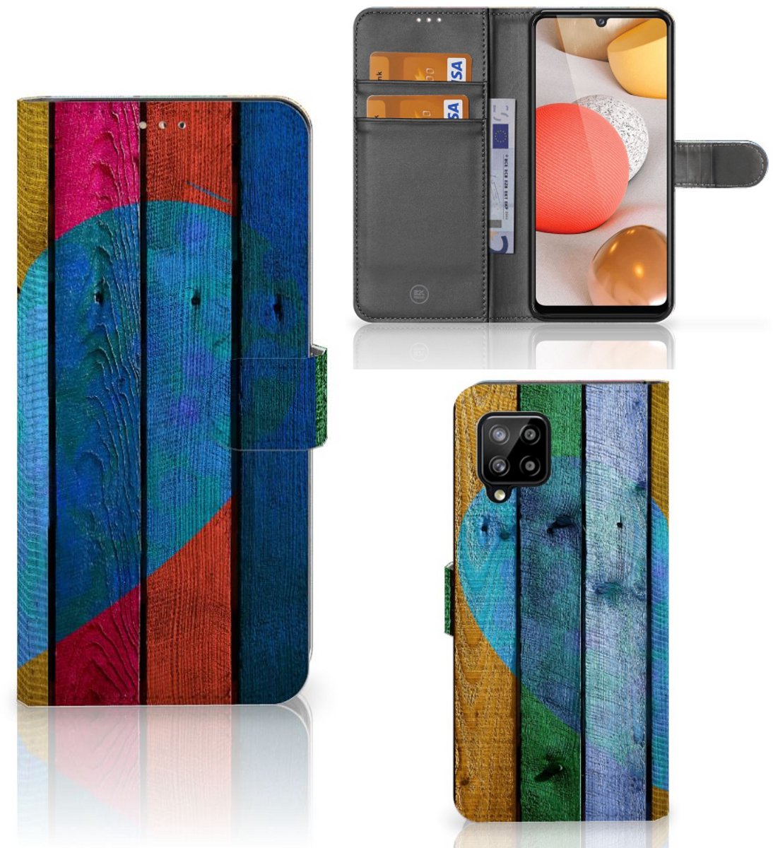 Samsung Galaxy A42 5G Book Style Case Wood Heart - Cadeau voor je Vriend