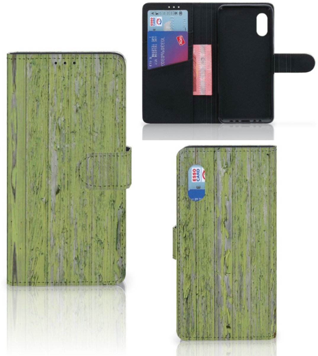 Samsung Xcover Pro Book Style Case Green Wood