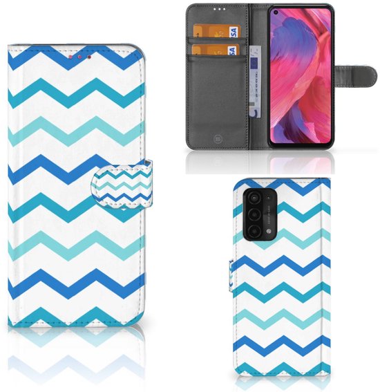 Étui pour téléphone portable OPPO A54 5G | A74 5G | A93 Boîtier Photo 5G Zigzag Blauw