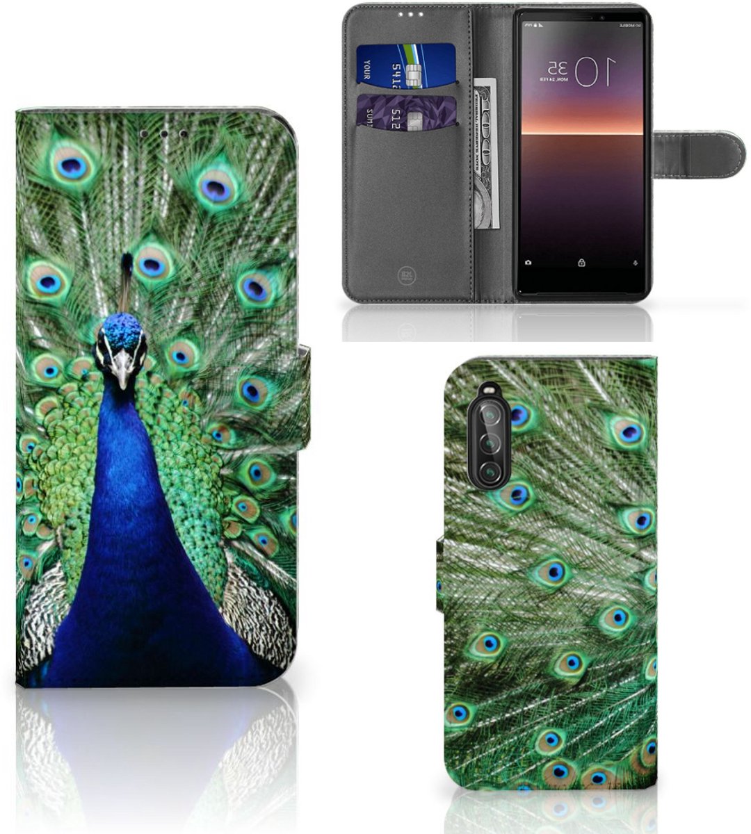 Sony Xperia 10 II Telefoonhoesje met Pasjes Pauw