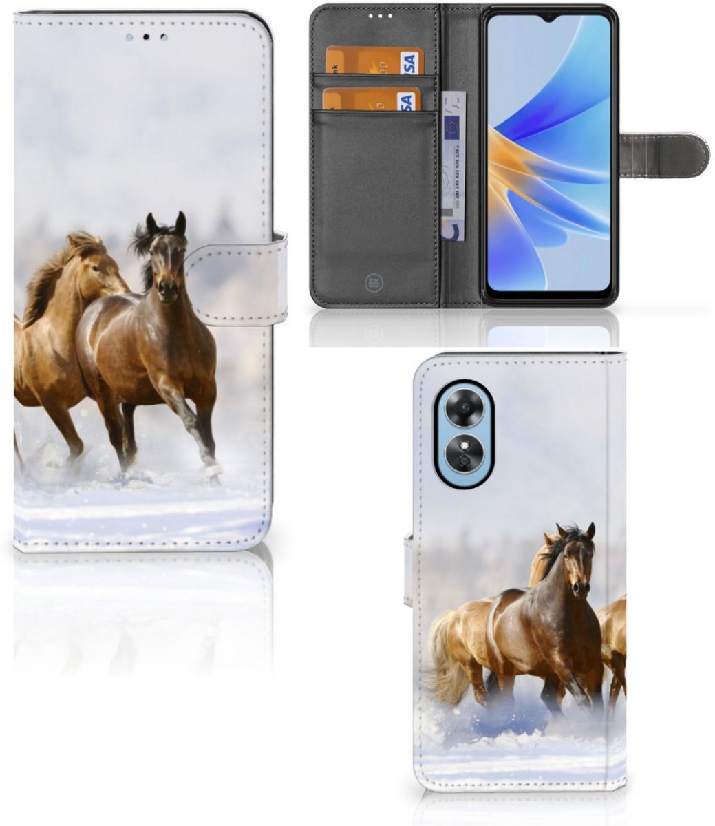 OPPO A17 Telefoonhoesje met Pasjes Paarden