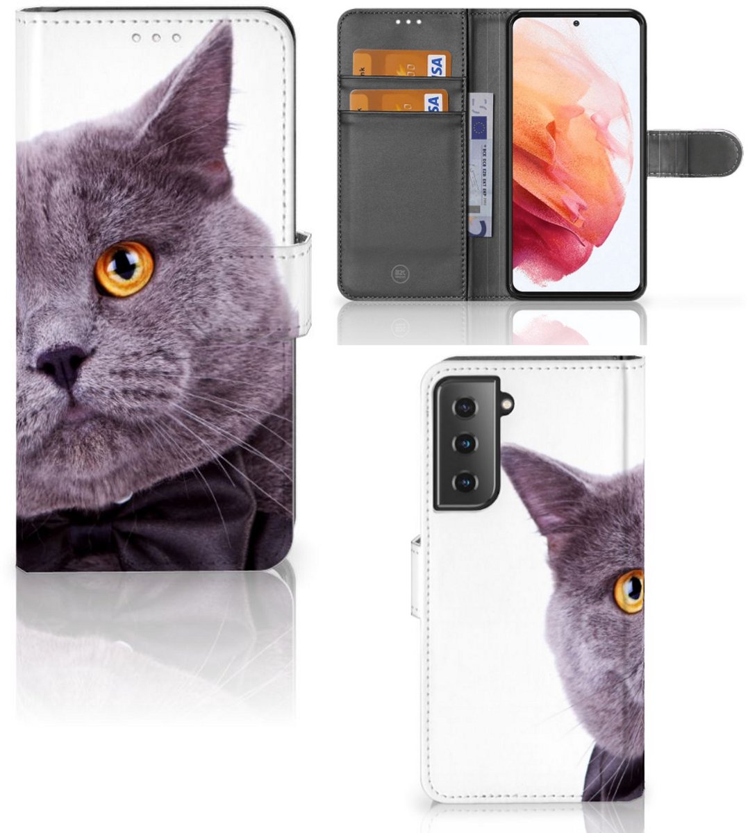 Samsung Galaxy S21 Telefoonhoesje met Pasjes Kat