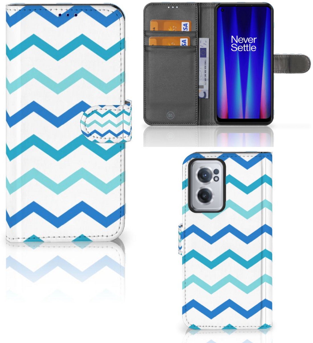 OnePlus Nord CE 2 Telefoon Hoesje Zigzag Blauw