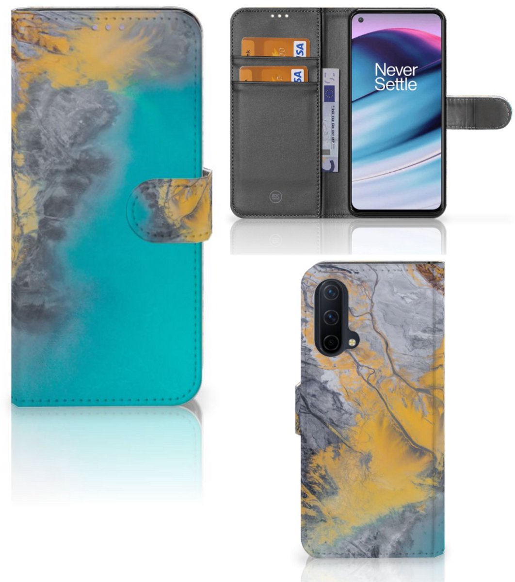 OnePlus Nord CE 5G Bookcase Marble Blue Gold