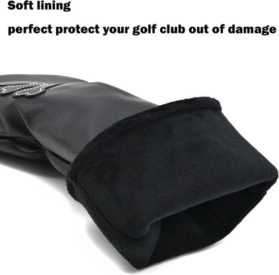 4 Pcs Golf Club Head Covers PU Leather Skull Golf Club Covers for Drivers, Fairway Woods, and Hybrids Fit Most Golf Clubs Golf Headcovers Set (Black) — afbeelding 3