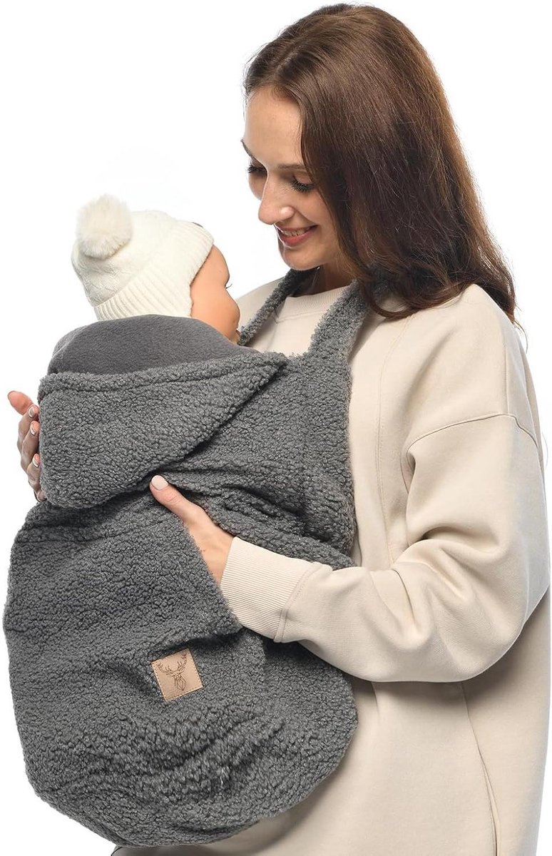 Draaghoes Baby - Baby draagcover - Baby Warm Houden - Universeel Passend - 65 x 65 cm - Grijs
