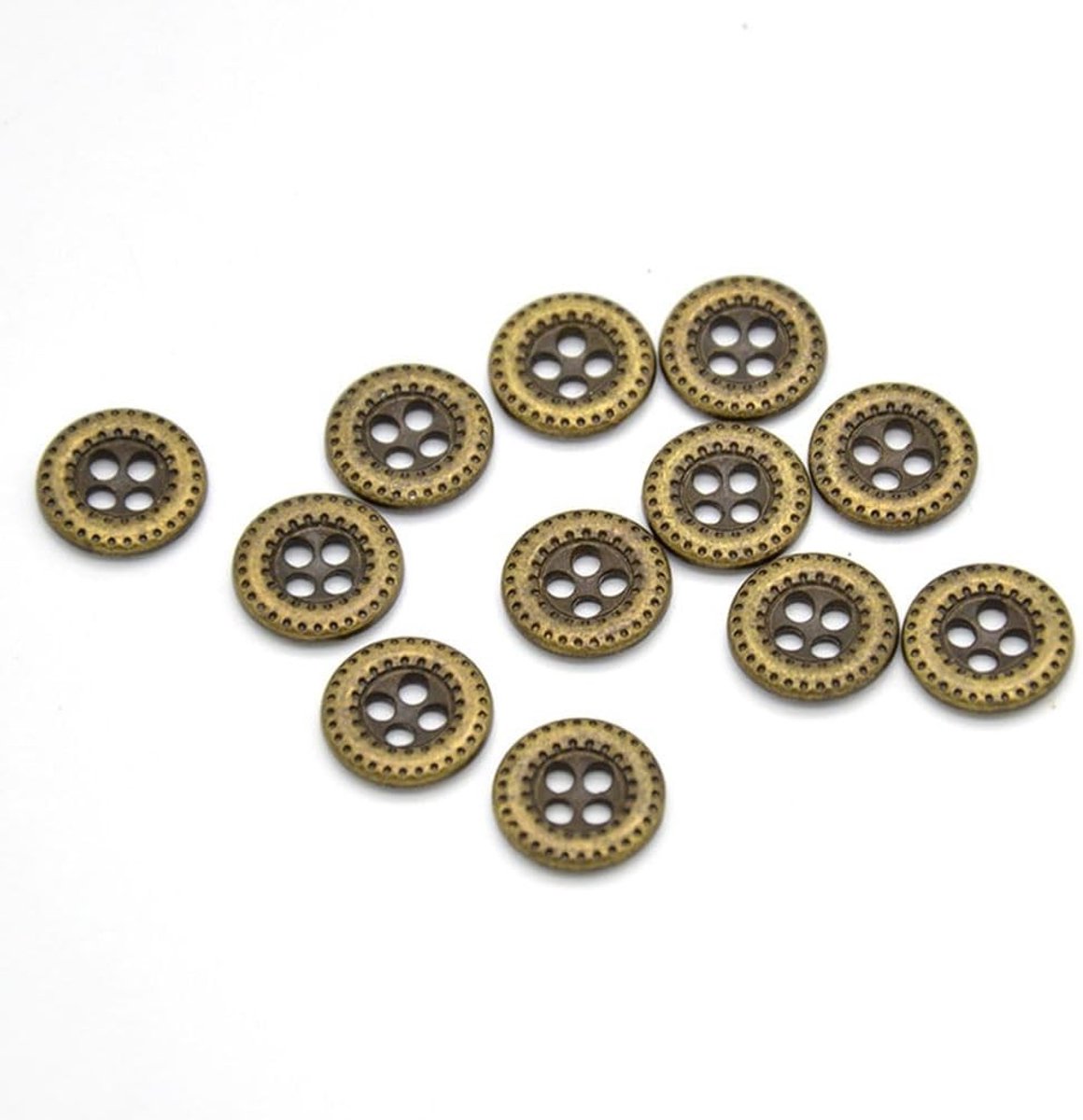 Vintage Metalen Knopen 50 Stuks - 4 Gaten Ronde Knopen voor Broeken, Jeans en Kledingdecoratie, Perfect voor DIY Creaties en Naaiprojecten