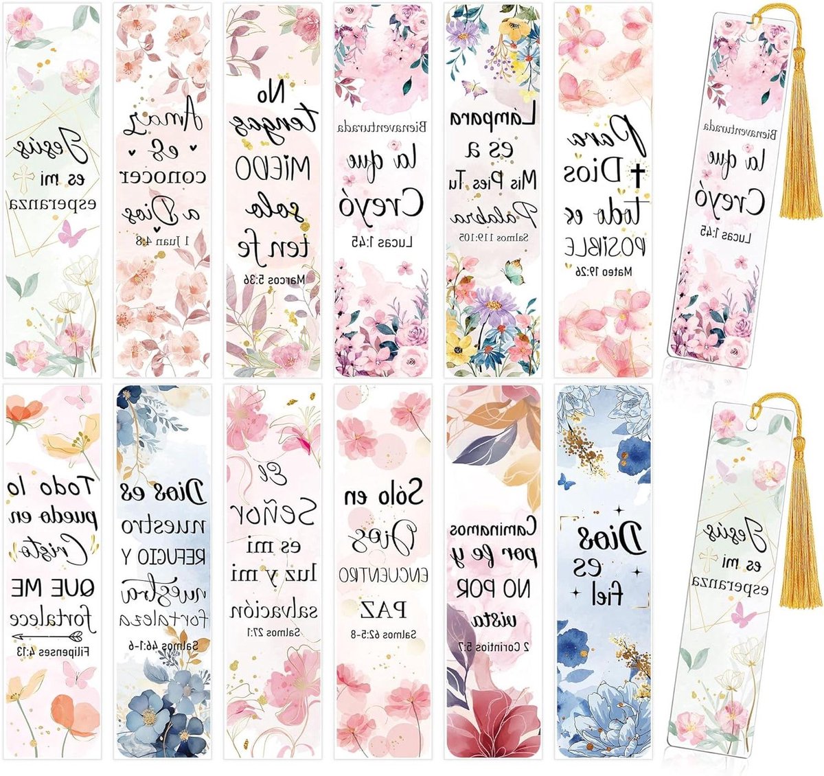 UV DTF Bladwijzer Wraps - Stickers voor Boeken - Bladwijzers Personaliseren - Dubbelzijdig 3D Effect - 24 vellen - Spaanse Bijbel