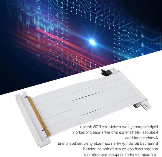 Hoogwaardige PCIe 4.0 X16 Riser Kabel voor RTX 4090 en RX 7900 XT, Flexibele 180 Graden GPU Extensie Kabel, Ideaal voor Gaming en Mining — afbeelding 3