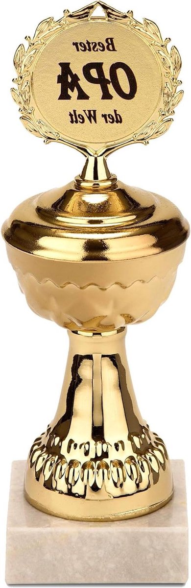 Gouden Trofee - Onderscheiding Beker - Erkenning Tonen - Marmeren Sokkel - 22 cm Hoog - Goud