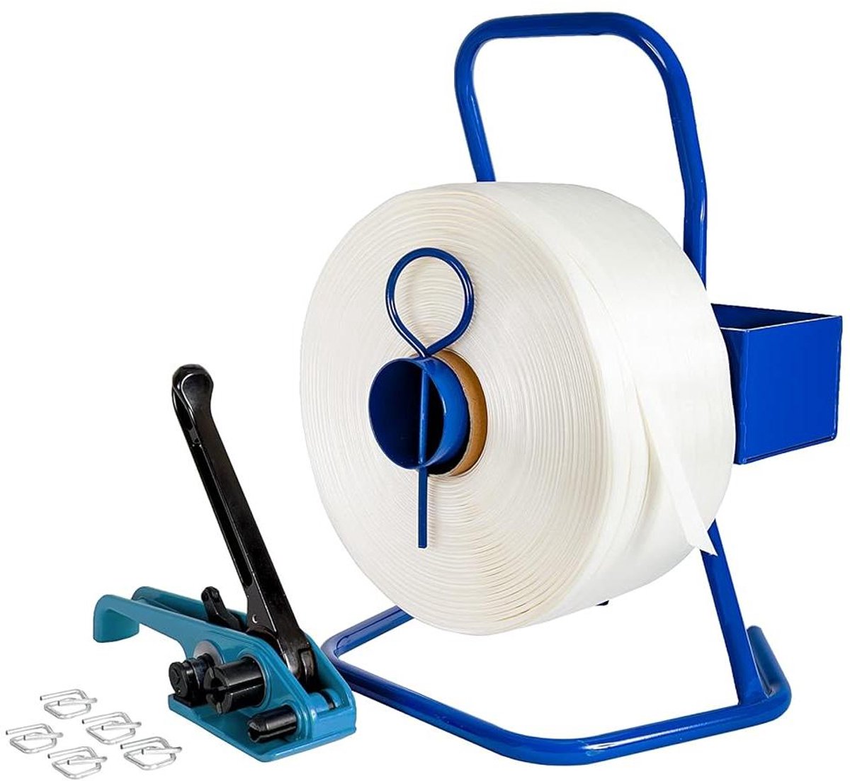 Omsnoerset Polyesterband - Verpakkingsband Set - Pakketten Zekeren - Compleet met Spanner - 500 Meter - Blauw