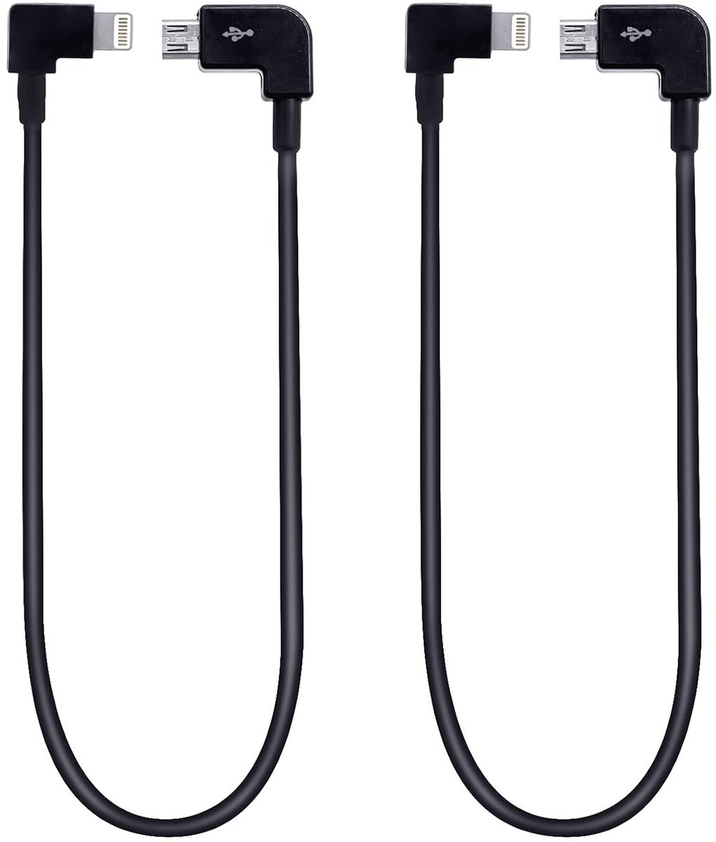 2 Stuks Micro USB Kabel 29cm Nylon Data Kabel voor DJI Mavic Mini, Mini Zoom, PRO, AIR en Spark Besturing