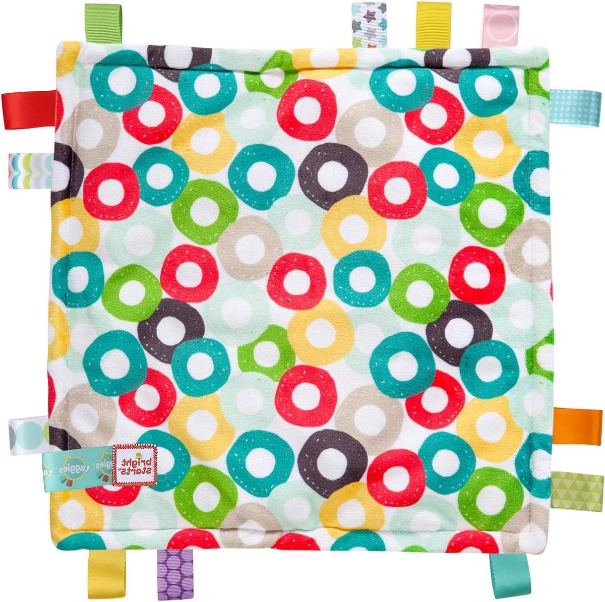 Knuffeldeken Baby - Speelgoed deken - Baby entertainment - Zachte satijnen labels - 30 x 30 cm - Veelkleurig