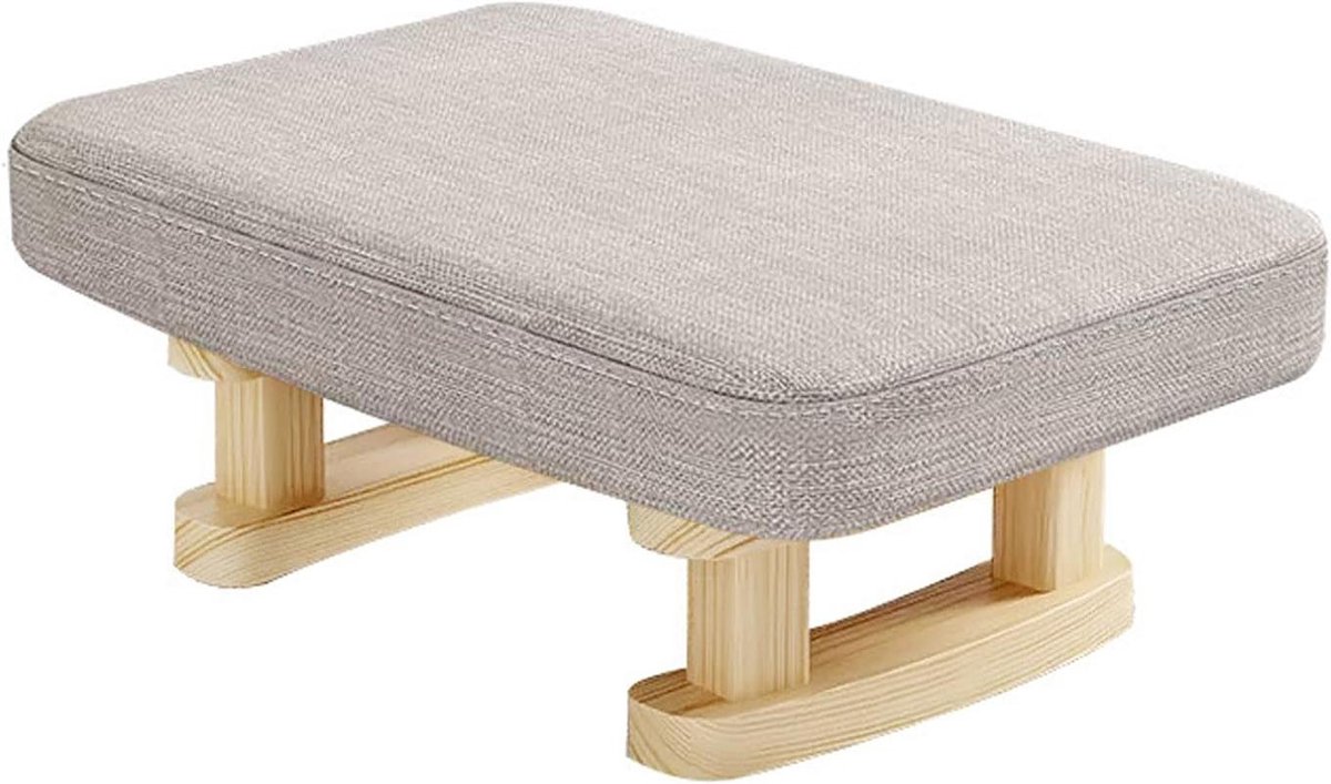 Houten Voetenbank - Ottomaanse Kruk Poef - Voeten Rusten - Massief Houten Frame - 41 x 30 x 18 cm