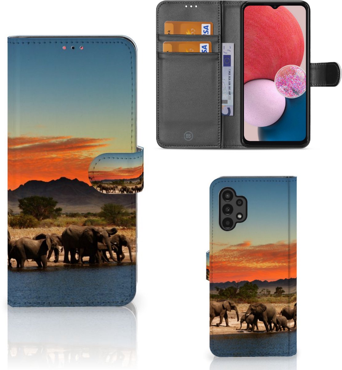 Samsung Galaxy A13 (4G) Telefoonhoesje met Pasjes Olifanten