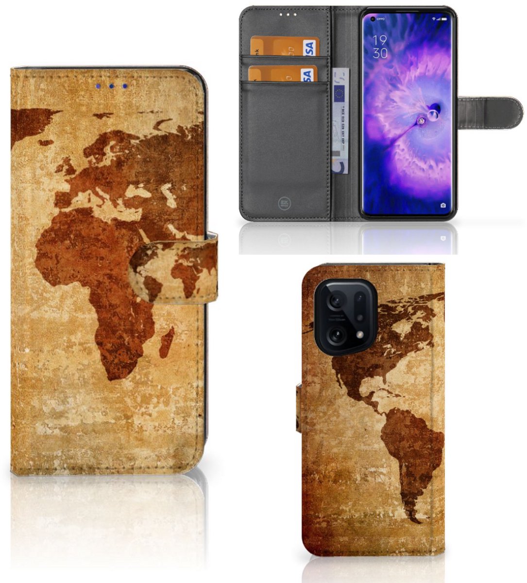 OPPO Find X5 Flip Cover Wereldkaart